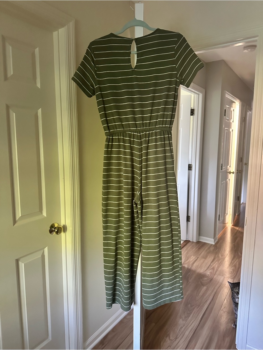 Old Navy Olive Green and White Striped Top